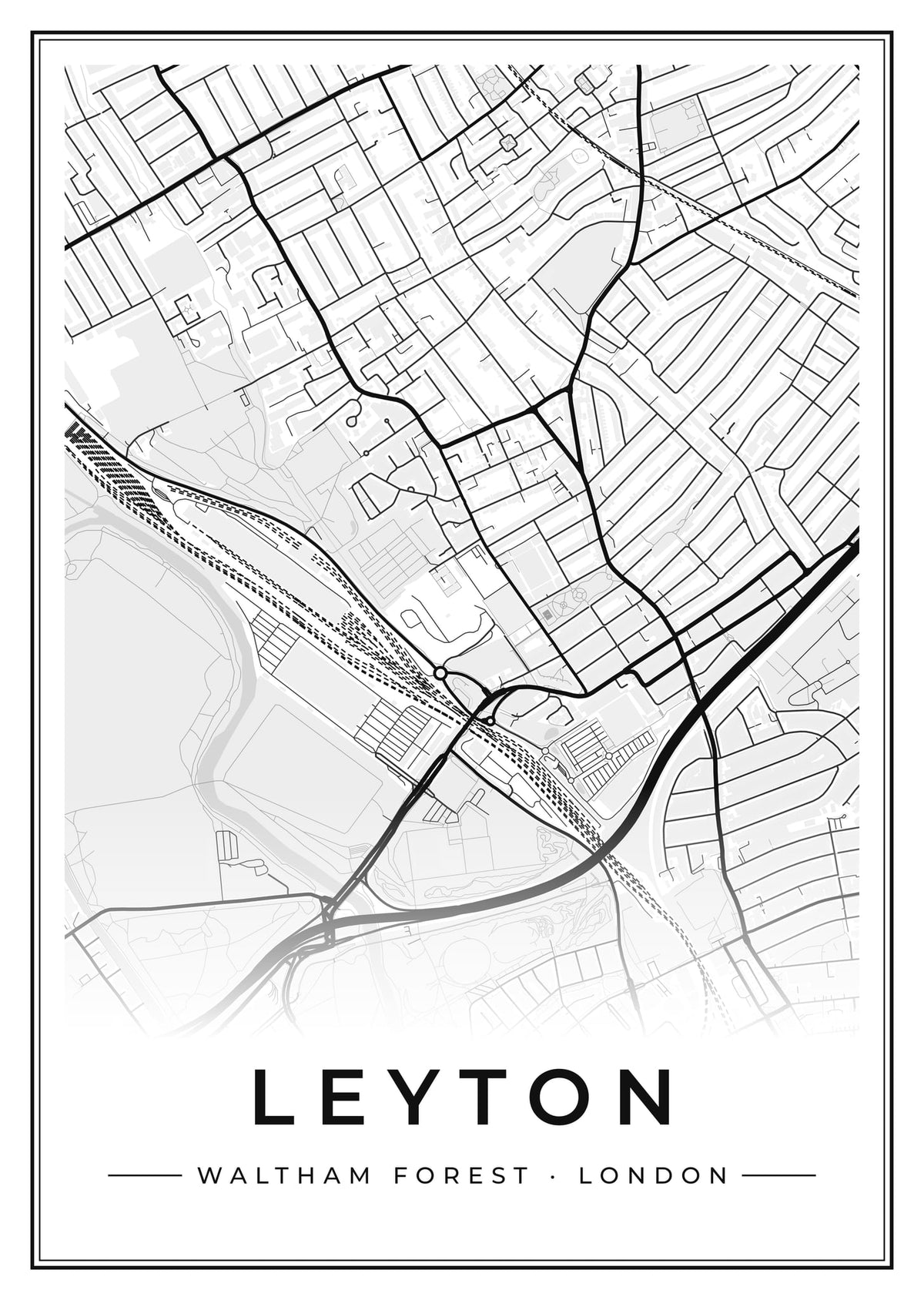 Street map poster of Leyton, Waltham Forest, London
