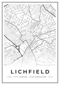 Street map poster of Lichfield city centre, Staffordshire
