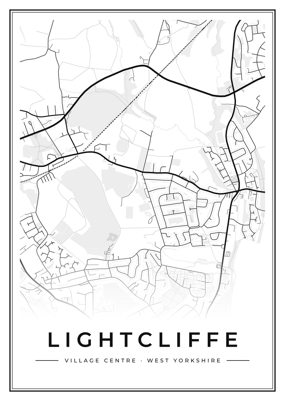 Lightcliffe Village Centre Street Map Poster