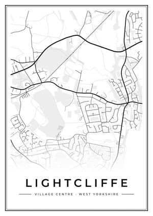 Lightcliffe Village Centre Street Map Poster