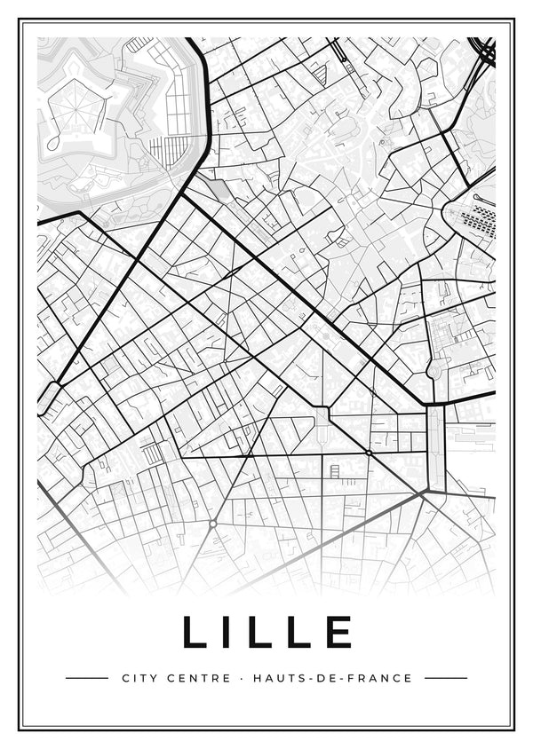 Lille City Centre Street Map Poster