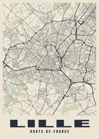 Street map poster of Lille, Hauts-de-France