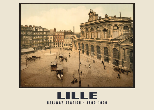 Stazione ferroviaria, Lille — 1890–1900 · Stampa fotocromatica d’epoca