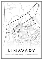 Street map poster of Limavady town centre, County Londonderry