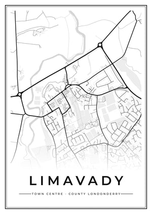 Limavady Town Centre Street Map Poster