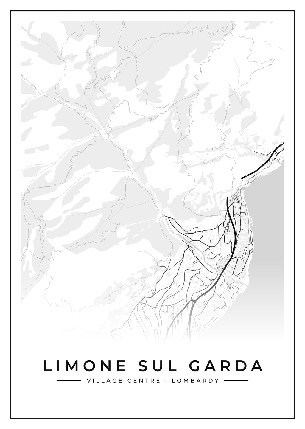 Street map poster of Limone sul Garda village centre, Lombardy