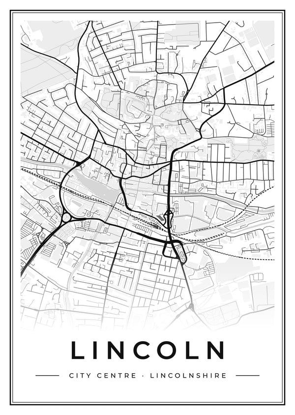Lincoln City Centre Street Map Poster