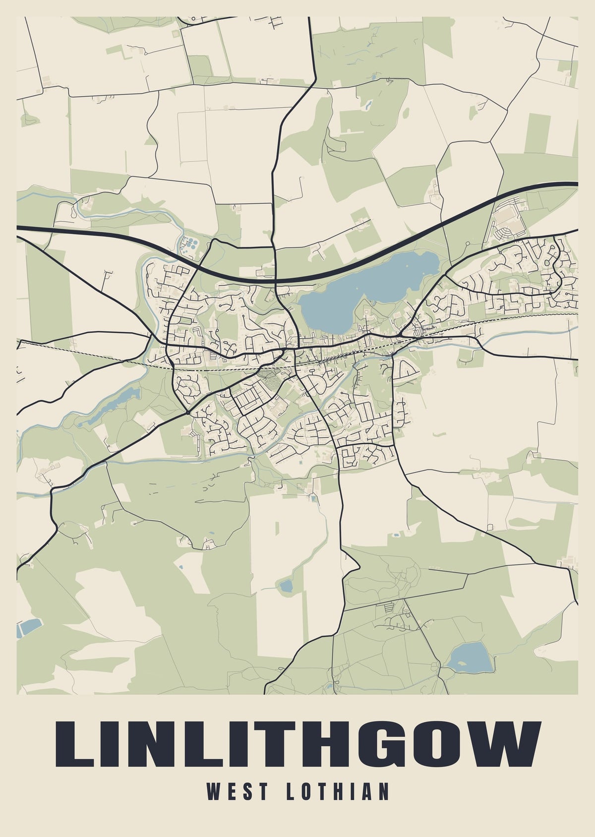 Street map poster of Linlithgow, West Lothian
