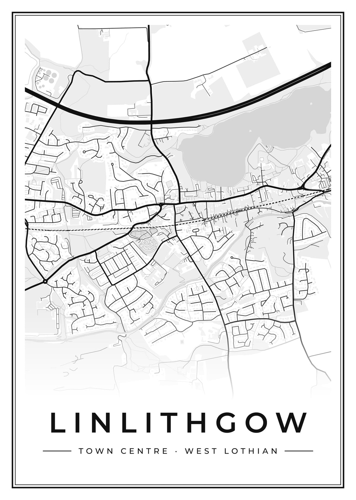 Street map poster of Linlithgow town centre, West Lothian