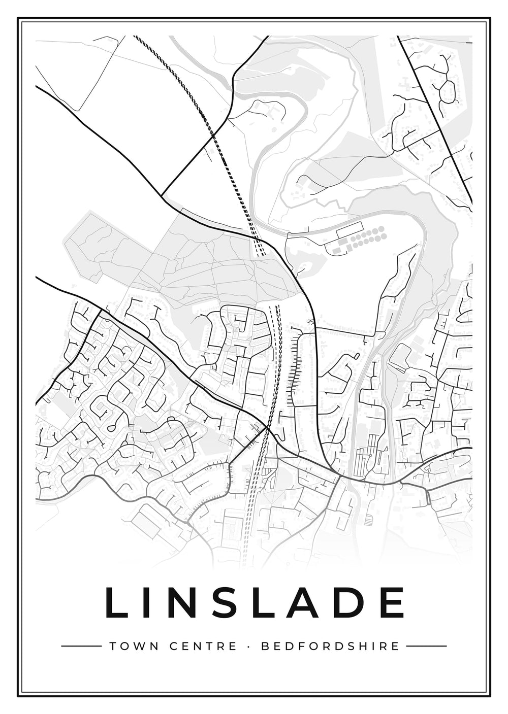 Linslade Town Centre Street Map Poster