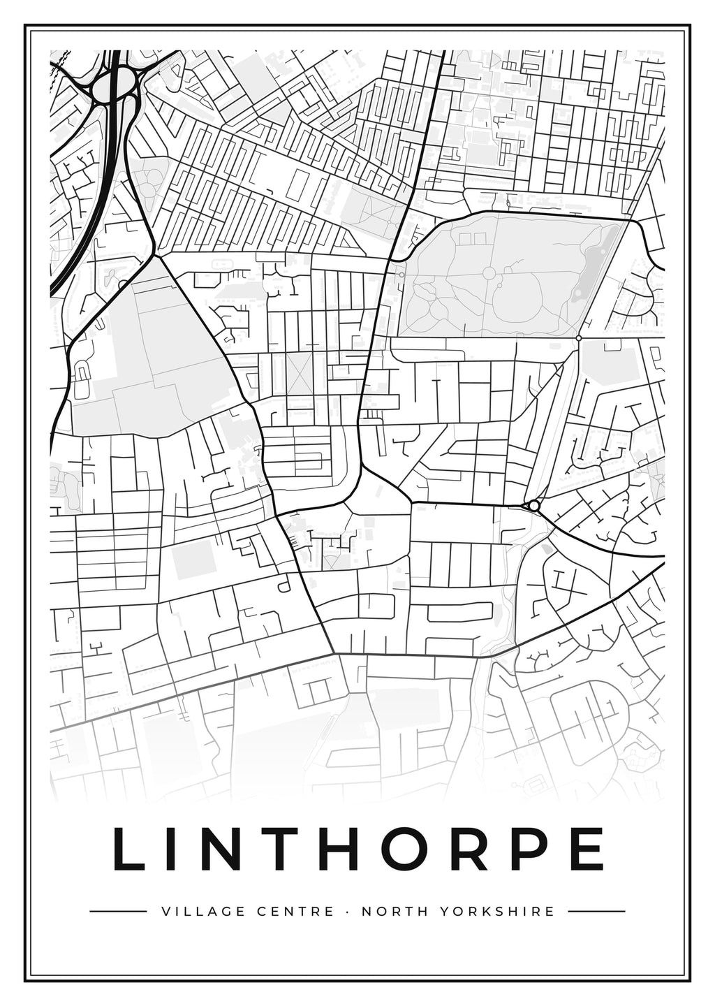 Street map poster of Linthorpe village centre, North Yorkshire