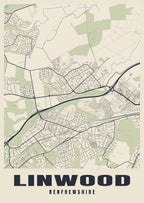 Street map poster of Linwood, Renfrewshire