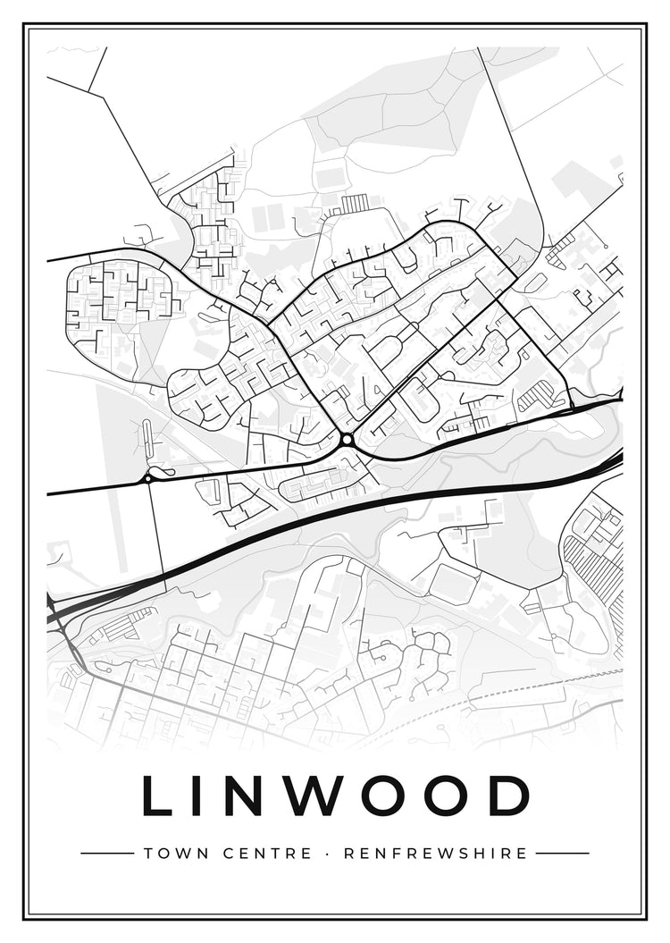 Linwood Town Centre Street Map Poster