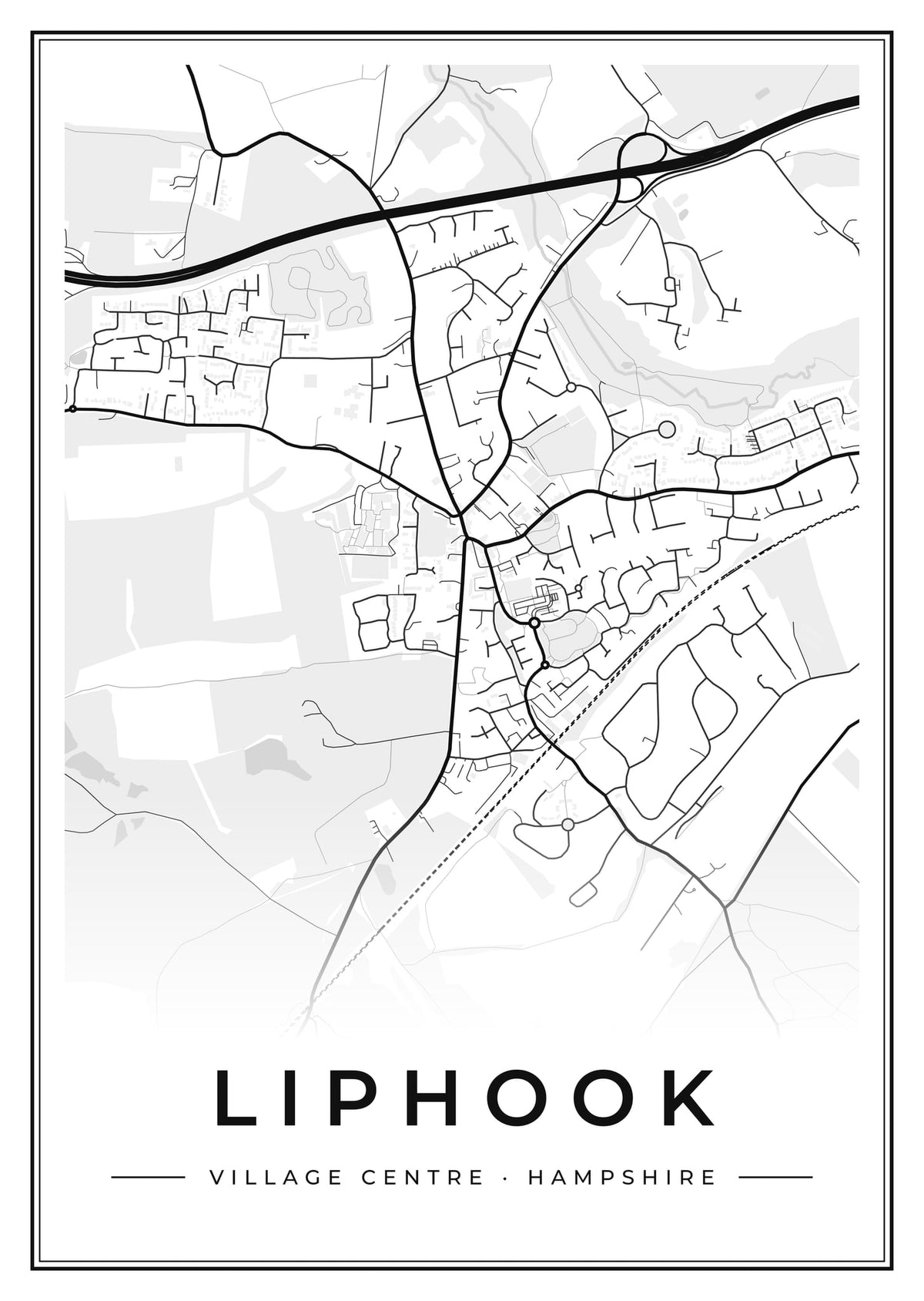 Street map poster of Liphook village centre, Hampshire