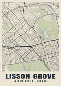 Heritage street map poster of Lisson Grove, Westminster, London
