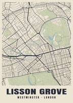 Heritage street map poster of Lisson Grove, Westminster, London