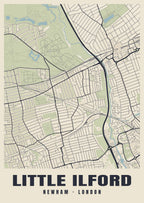 Heritage street map poster of Little Ilford, Newham, London