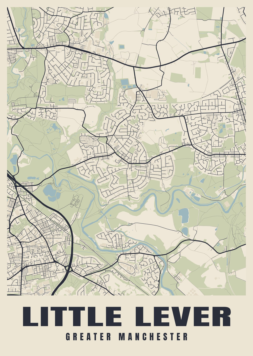 Street map poster of Little Lever, Greater Manchester