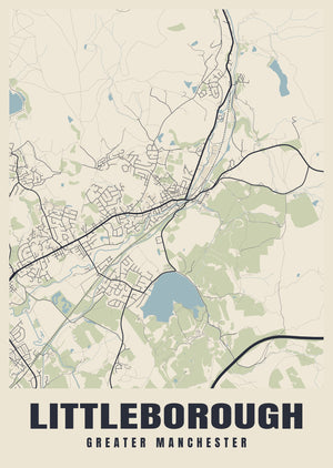 Littleborough Street Map Poster