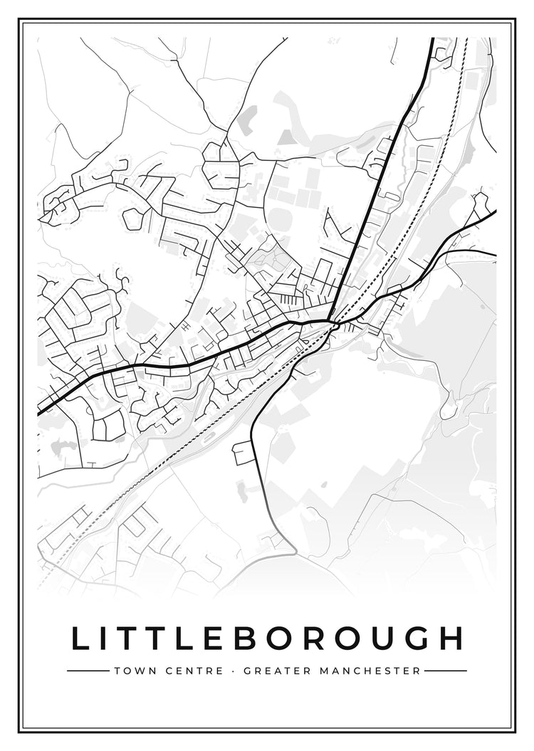 Littleborough Town Centre Street Map Poster