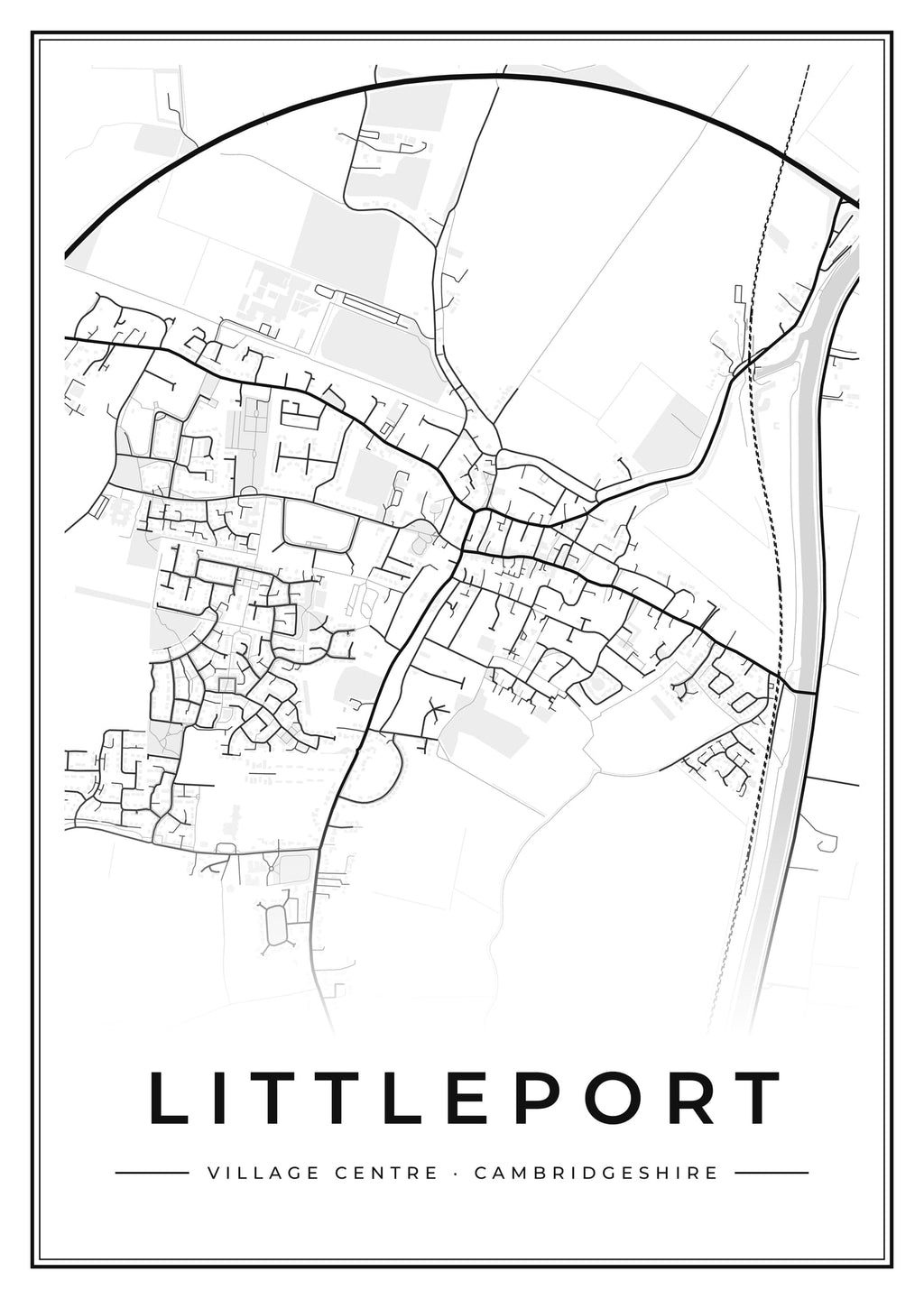 Street map poster of Littleport village centre, Cambridgeshire