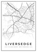 Street map poster of Liversedge village centre, West Yorkshire