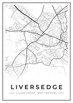Street map poster of Liversedge village centre, West Yorkshire