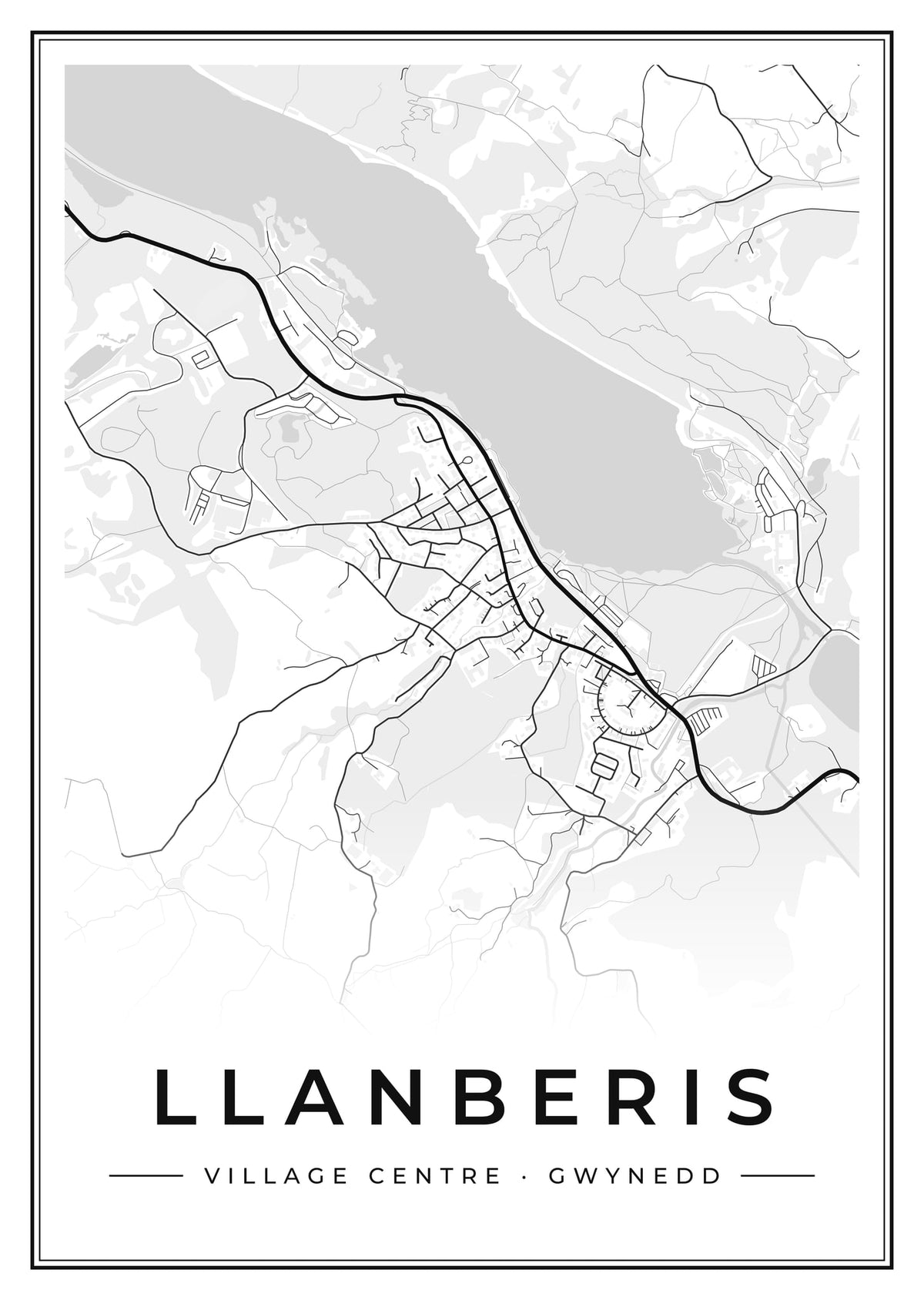 Street map poster of Llanberis village centre, Gwynedd