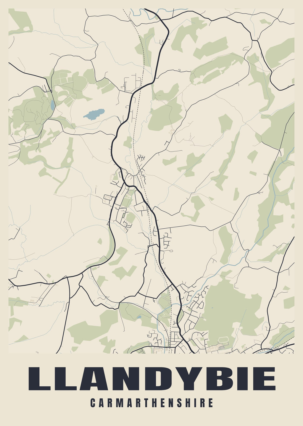 Street map poster of Llandybie, Carmarthenshire