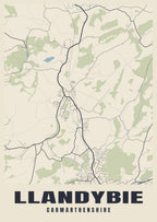 Street map poster of Llandybie, Carmarthenshire