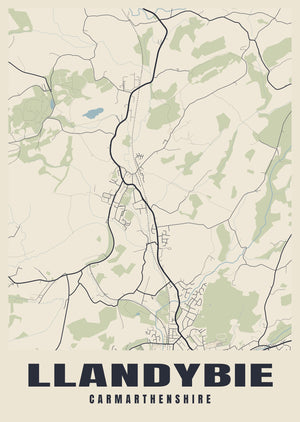 Llandybie Street Map Poster
