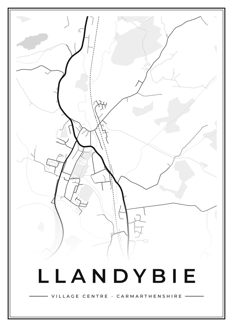 Llandybie Village Centre Street Map Poster