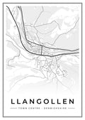 Street map poster of Llangollen town centre, Denbighshire