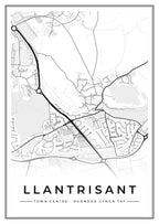 Street map poster of Llantrisant town centre, Rhondda Cynon Taf
