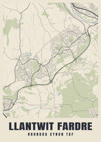 Street map poster of Llantwit Fardre, Rhondda Cynon Taf