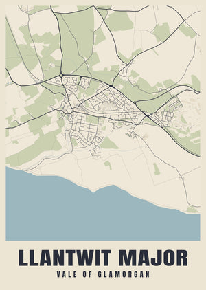 Llantwit Major Street Map Poster