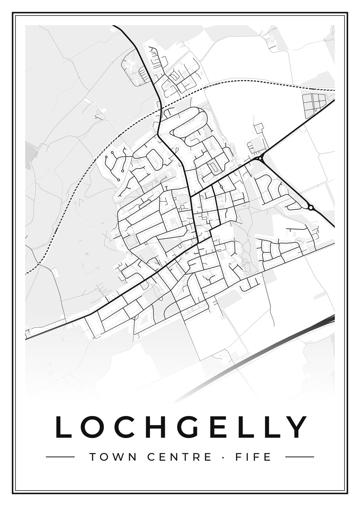 Street map poster of Lochgelly town centre, Fife
