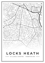 Street map poster of Locks Heath village centre, Hampshire