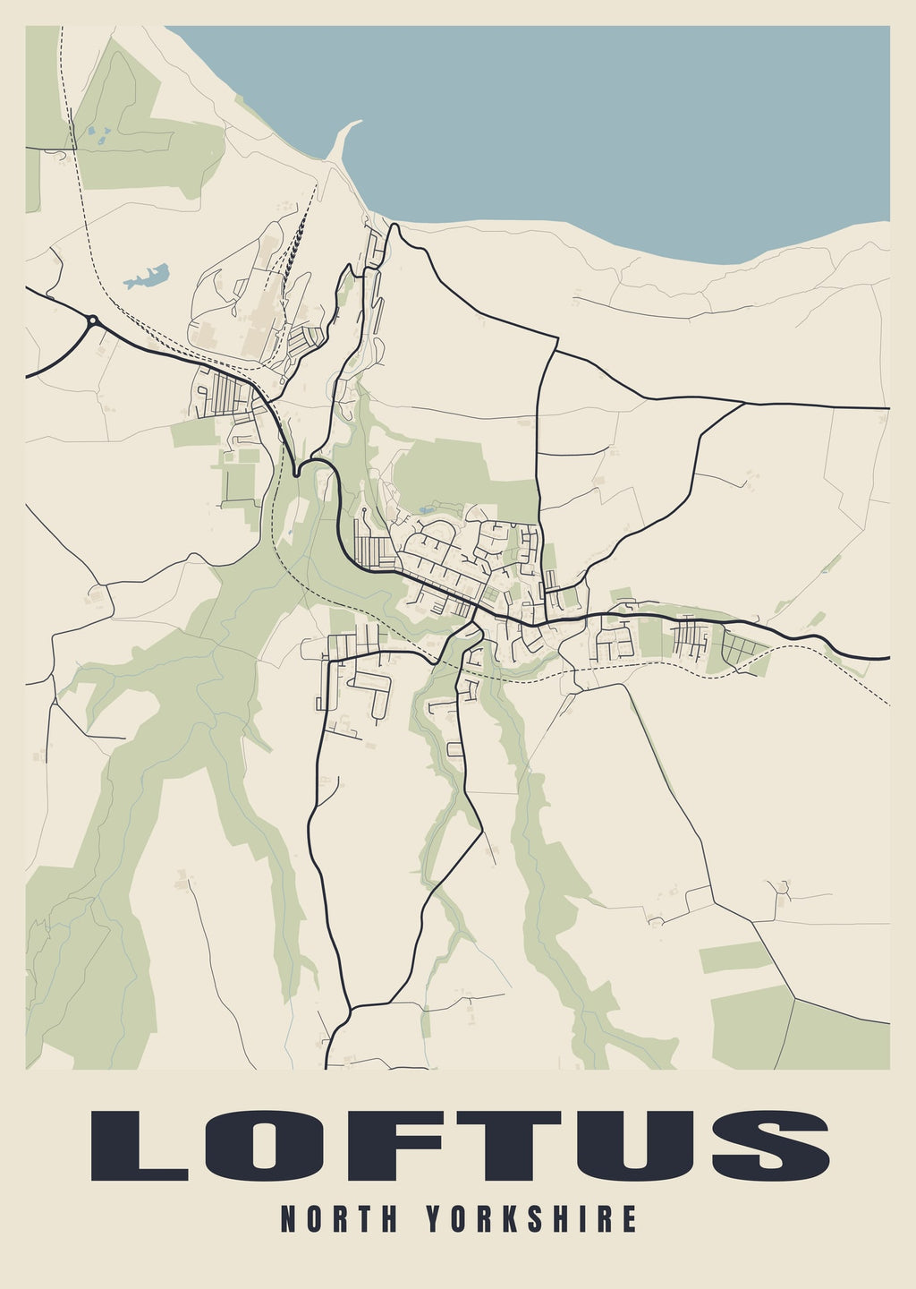 Street map poster of Loftus, North Yorkshire