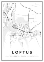 Street map poster of Loftus town centre, North Yorkshire
