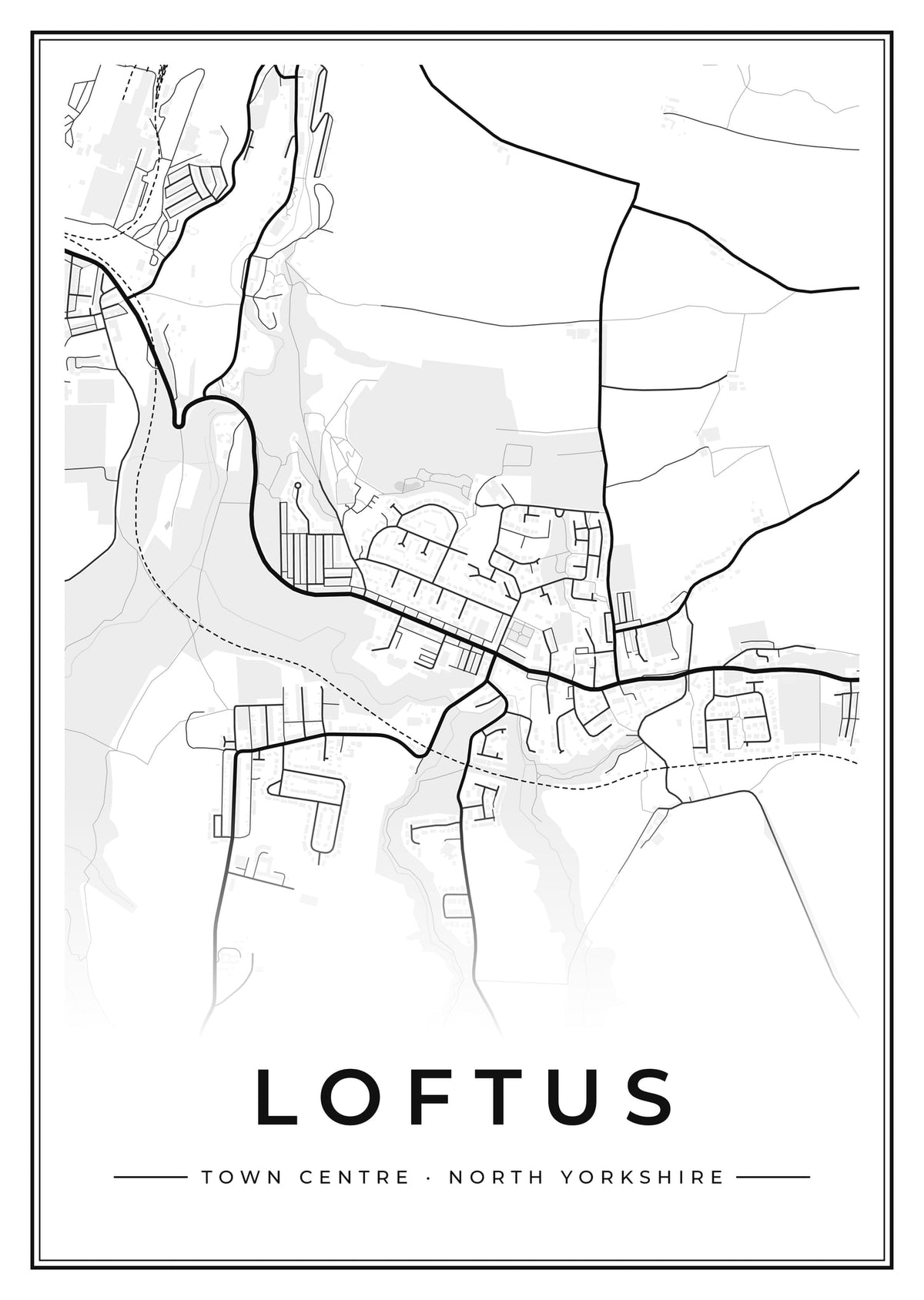 Street map poster of Loftus town centre, North Yorkshire