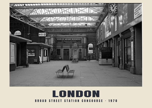 Broad Street station concourse, London, 1970 Heritage Print