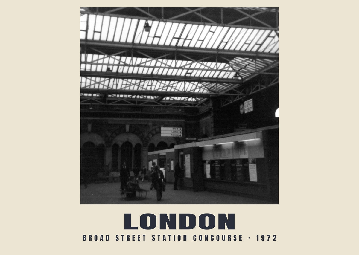 Broad Street station concourse, London, 1972 heritage photograph