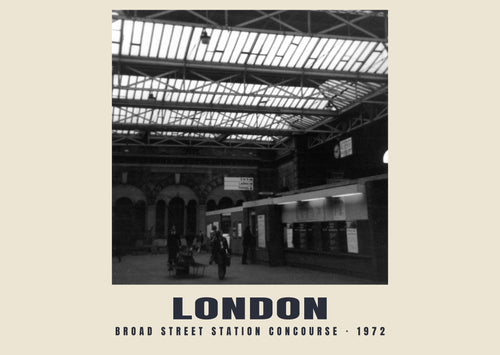 Broad Street station concourse, London, 1972 heritage photograph