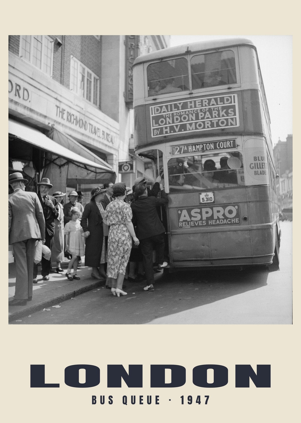 Cola del autobús, London, 1947 — Lámina de fotografía histórica