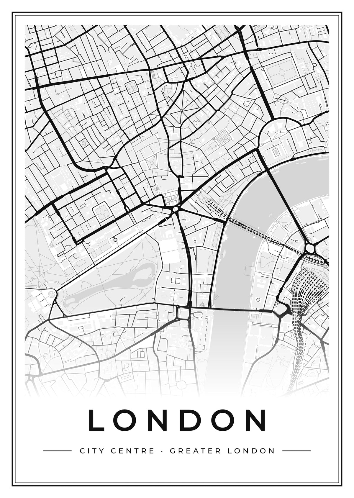Street map poster of London city centre, Greater London