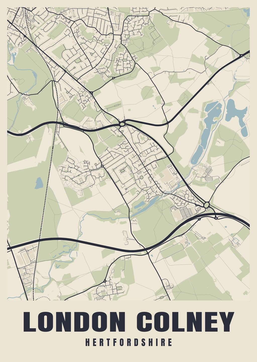 Street map poster of London Colney, Hertfordshire
