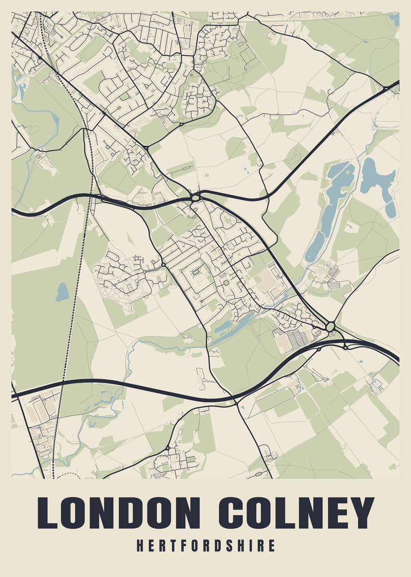 London Colney Street Map Poster