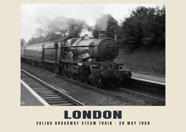 Tren de vapor en Ealing Broadway, Londres, 28 de mayo de 1960, impresión patrimonial