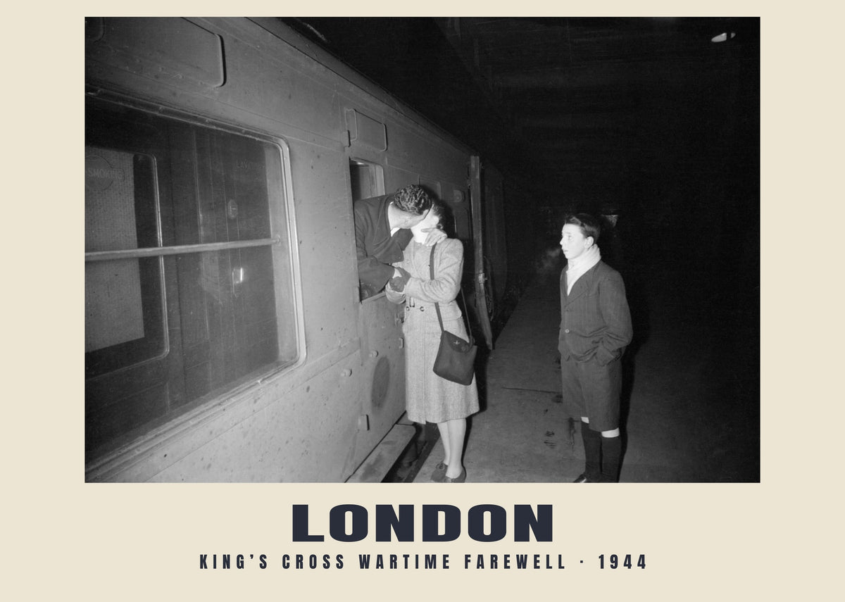 King’s Cross wartime farewell, London, 1944 heritage photograph